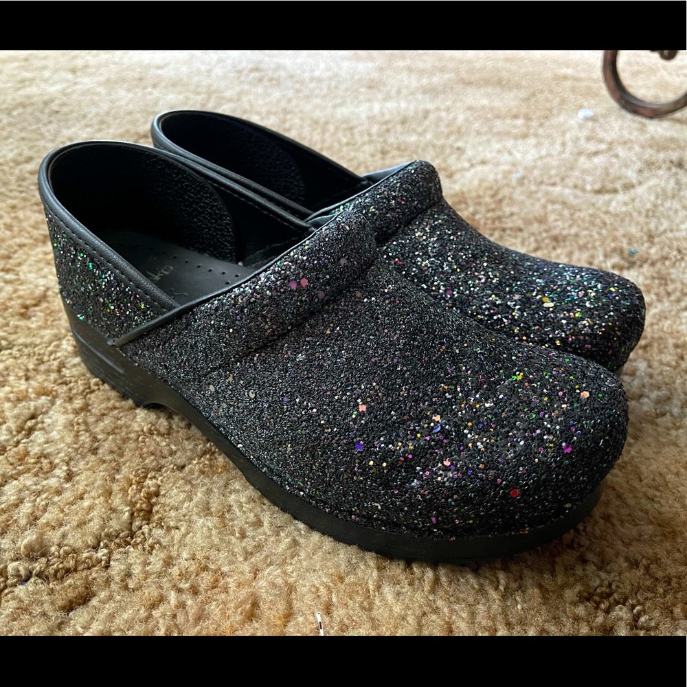Women’s Black Glitter Dansko Clogs